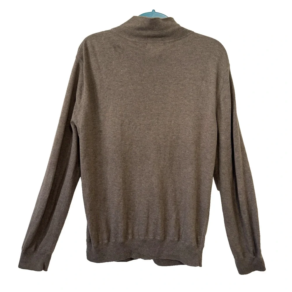 Banana Republic Sweater Jacket Mens Lightweight Full Zip Crest Brown L Preppy‎